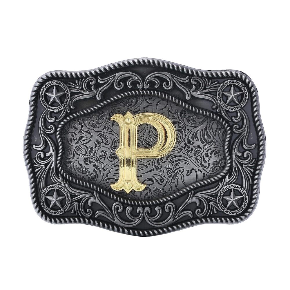 1753 Western Belt Buckles , Initial Letters P Custom Texas Cowboy Belt